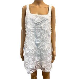 ZARA Women Embroidered Mini Dress  ZW Collection Oyster-White Small 4786/244